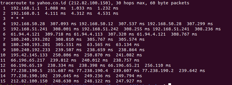 Traceroute response